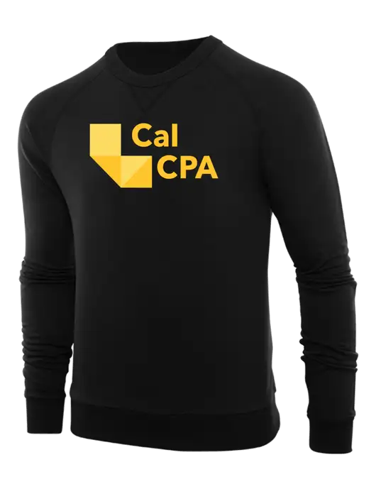 Allmade Deep Black Organic French Terry Crewneck Sweatshirt w/CalCPA Logo