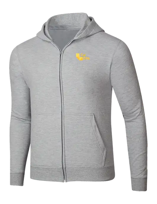 Light Grey Heather 8.5 oz Ring Spun Zip Hooded Sweatshirt w/CalCPA Logo