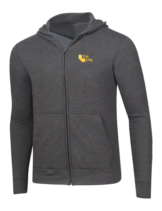 Dark Heather Grey 8.5 oz Ring Spun Zip Hooded Sweatshirt w/CalCPA Logo