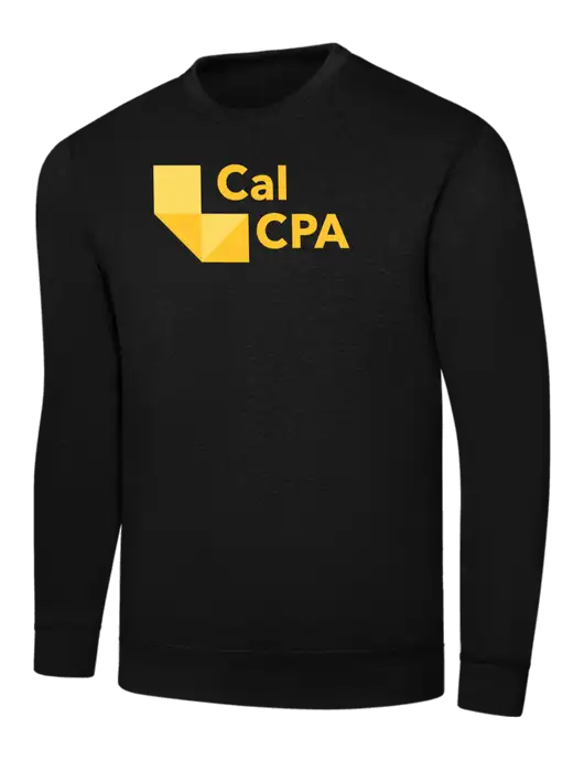 Black 7.8 oz Ring Spun Crew Sweatshirt w/CalCPA Logo