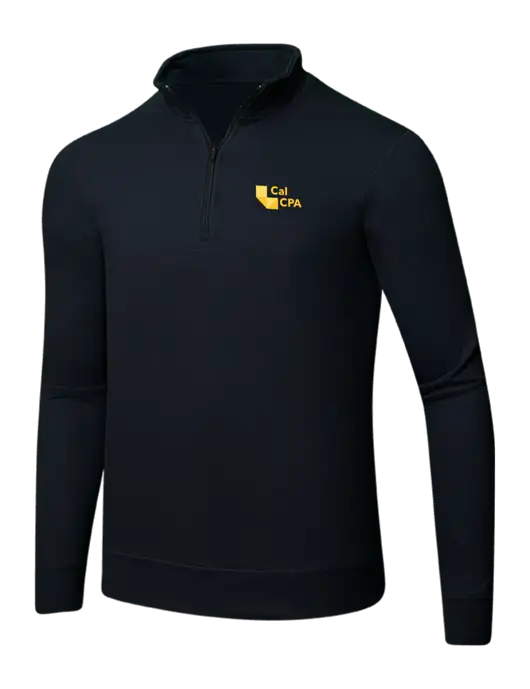 Jet Black 8.5 oz Ring Spun 1/4 Zip Pullover Sweatshirt w/CalCPA Logo