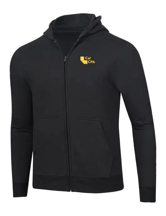 Jet Black 8.5 oz Ring Spun Zip Hooded Sweatshirt w/CalCPA Logo
