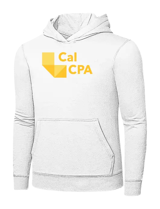 White 7.8 oz Ring Spun Hooded Sweatshirt w/CalCPA Logo