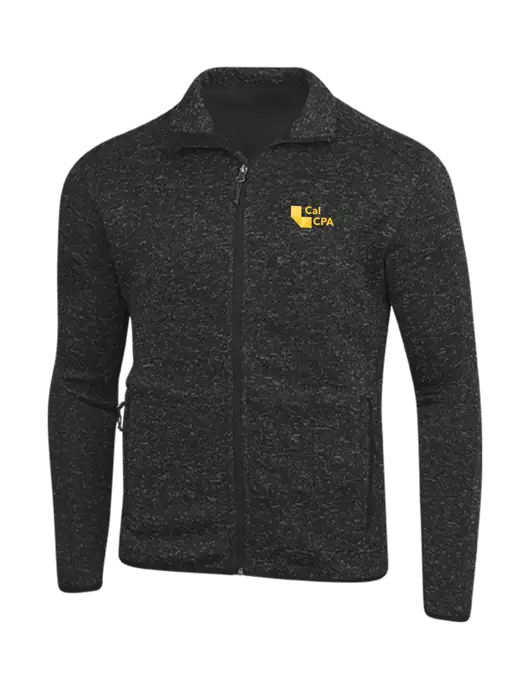 Black Heather Sweater Fleece Jacket w/CalCPA Logo