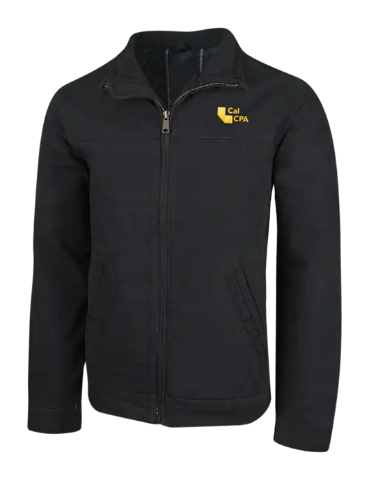 Cornerstone Black Washed Duck Cloth Flannel Lined Work Jacket w/CalCPA Logo