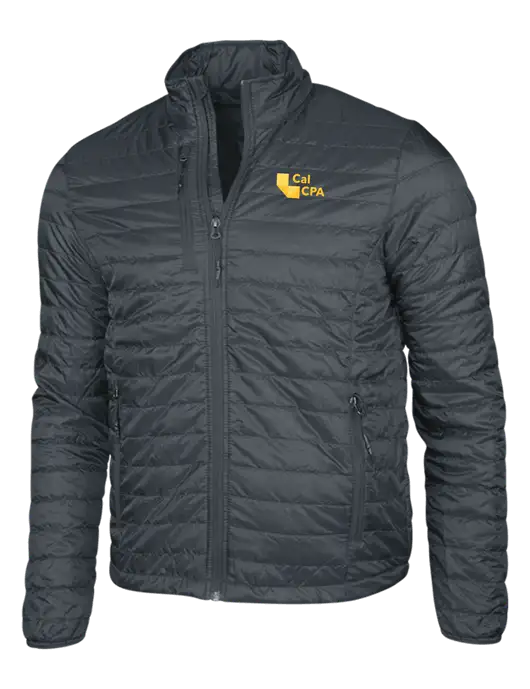 Dark Grey Puffy Packable Jacket w/CalCPA Logo