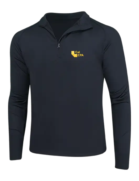 Black Sport Wick Stretch 1/4 Zip Pullover w/CalCPA Logo