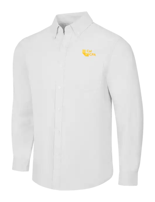 White SuperPro Oxford Shirt w/CalCPA Logo