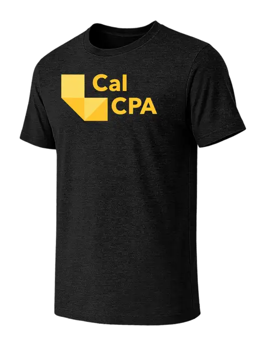 BELLA+CANVAS Black Heather CVC Short Sleeve Tee w/CalCPA Logo