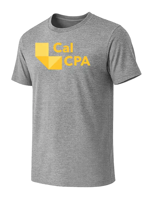 BELLA+CANVAS Heather Grey CVC Short Sleeve Tee w/CalCPA Logo