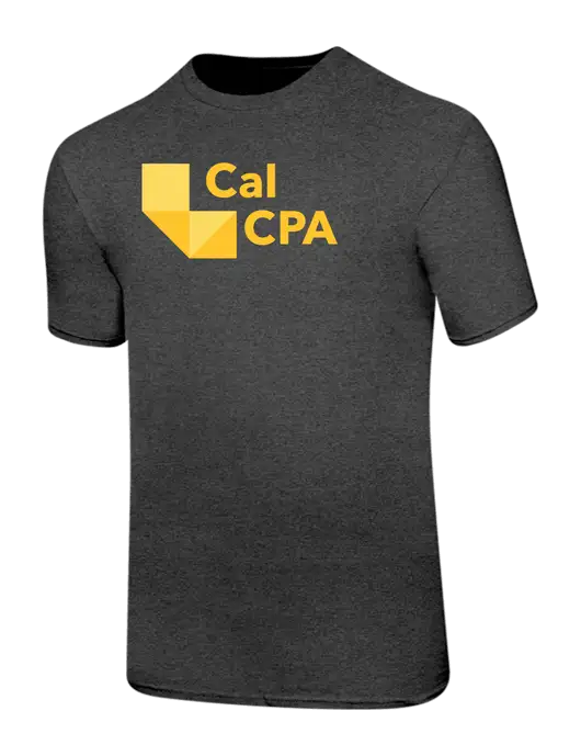 Ring Spun Dark Heather Grey 4.5 oz T-Shirt w/CalCPA Logo