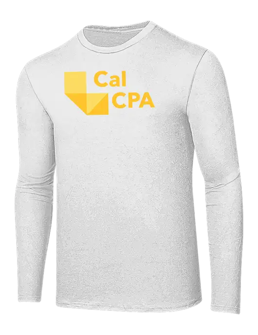 Ring Spun White 4.5 oz Long Sleeve T-Shirt w/CalCPA Logo