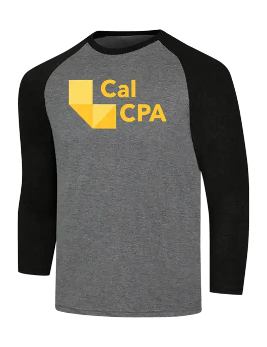 Simply Soft 3/4 Sleeve Black Frost/Grey Frost Ring Spun Cotton T-Shirt w/CalCPA Logo