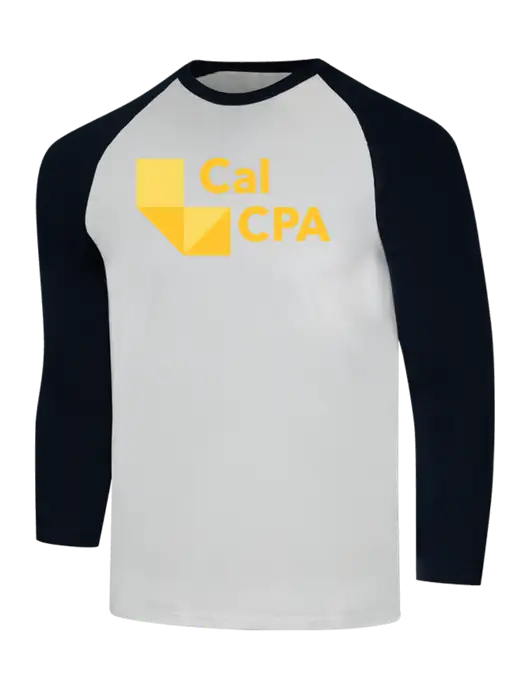 Simply Soft 3/4 Sleeve Black/White Ring Spun Cotton T-Shirt w/CalCPA Logo