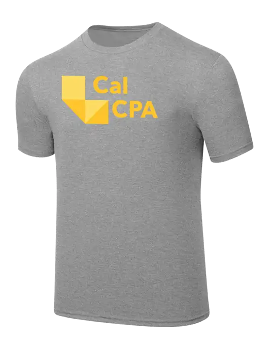 Simply Soft Heathered Light Grey 4.5oz  Poly/Combed Ring Spun Cotton T-Shirt w/CalCPA Logo