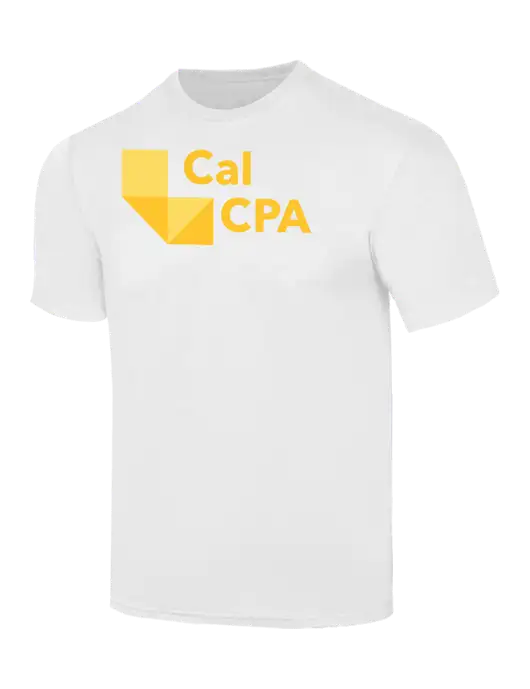 Simply Soft White 4.5oz  Poly/Combed Ring Spun Cotton T-Shirt w/CalCPA Logo