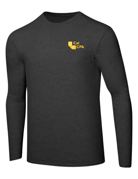 Ring Spun Dark Heather Grey 4.5 oz Long Sleeve T-Shirt w/CalCPA Logo