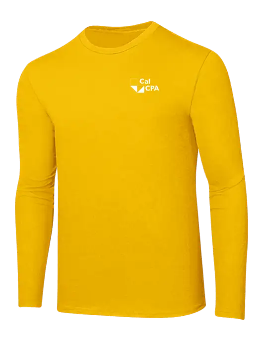 Ring Spun Yellow Gold 4.5 oz Long Sleeve T-Shirt
 w/CalCPA Logo