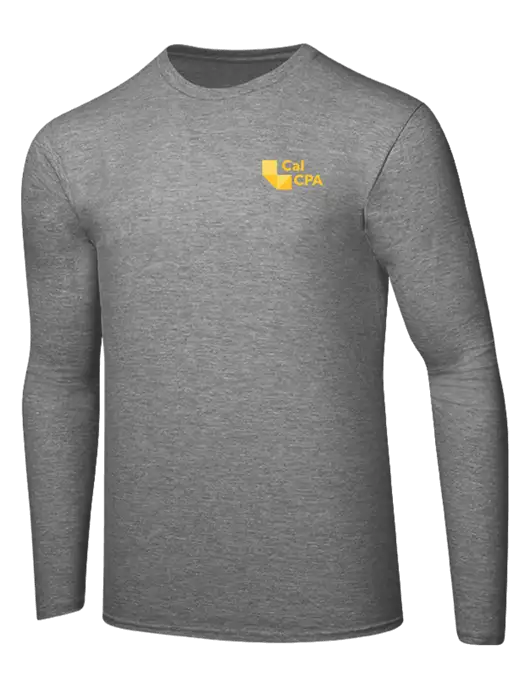 Ring Spun Light Heather Grey 4.5 oz Long Sleeve T-Shirt w/CalCPA Logo