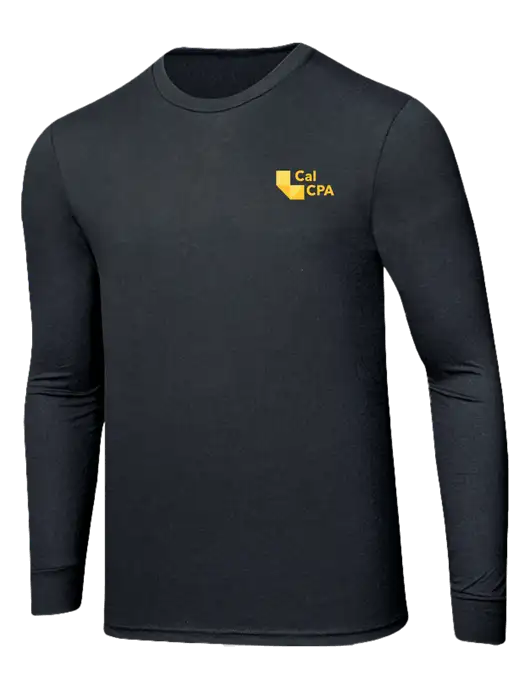 Simply Soft Long Sleeve Black Frost 4.5 oz, Poly/Combed Ring Spun Cotton T-Shirt w/CalCPA Logo