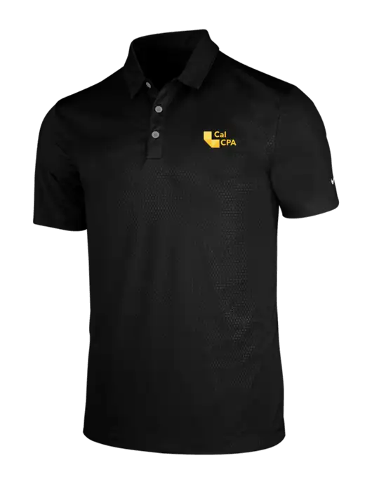 NIKE Black Dri-Fit Embossed Tri-Blade Polo w/CalCPA Logo