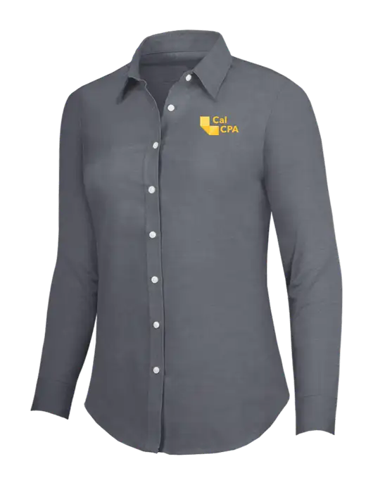 Dark Grey Womens SuperPro Oxford Shirt w/CalCPA Logo