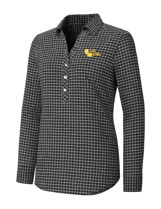 Womens Dark Grey/White City Stretch Shirt w/CalCPA Logo