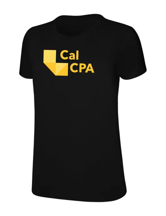 Womens Ring Spun Jet Black 4.5 oz T-Shirt w/CalCPA Logo