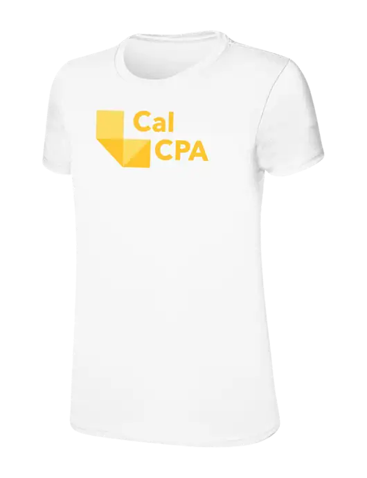 Womens Ring Spun White 4.5 oz T-Shirt w/CalCPA Logo