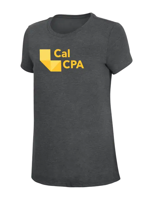 Womens Simply Soft Charcoal 4.5oz Poly/Combed Ring Spun Cotton T-Shirt w/CalCPA Logo