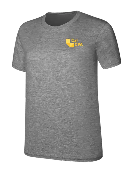 Womens Ring Spun Light Grey Heather 4.5 oz T-Shirt w/CalCPA Logo