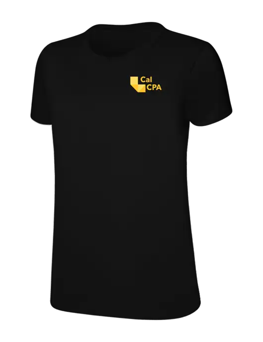 Womens Ring Spun Jet Black 4.5 oz T-Shirt w/CalCPA Logo