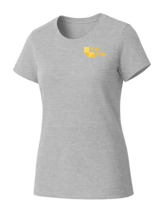 Womens Seriously Soft Light Heathered Grey T-Shirt w/CalCPA Logo