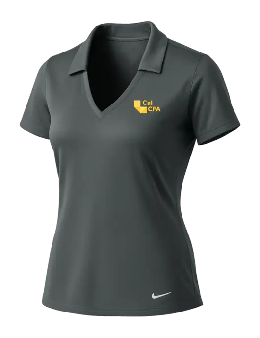 NIKE Dark Grey Womens Dri-Fit Vertical Mesh Polo w/CalCPA Logo