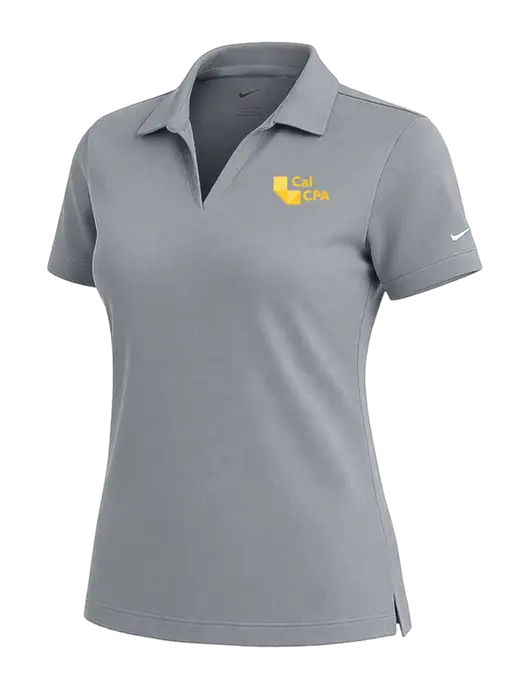 NIKE Medium Grey Womens Dri-Fit Micro Pique Polo w/CalCPA Logo