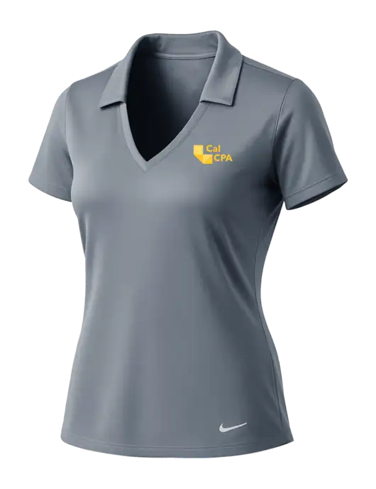 NIKE Medium Grey Womens Dri-Fit Vertical Mesh Polo w/CalCPA Logo