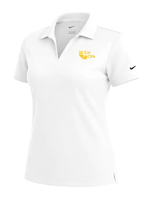 NIKE White Womens Dri-Fit Micro Pique Polo w/CalCPA Logo