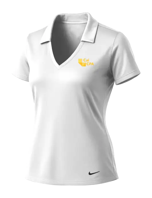 NIKE White Womens Dri-Fit Vertical Mesh Polo w/CalCPA Logo