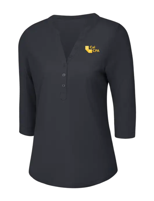 OGIO Charcoal Grey Jewel Henley w/CalCPA Logo