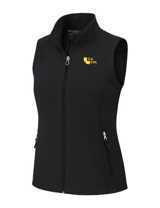 Black Womens Core Soft Shell Vest w/CalCPA Logo