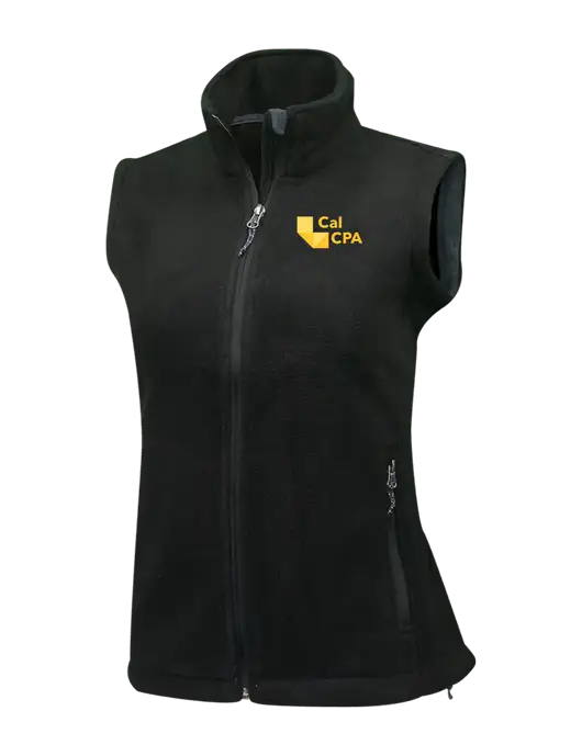 Womens Black Fleece Vest w/CalCPA Logo