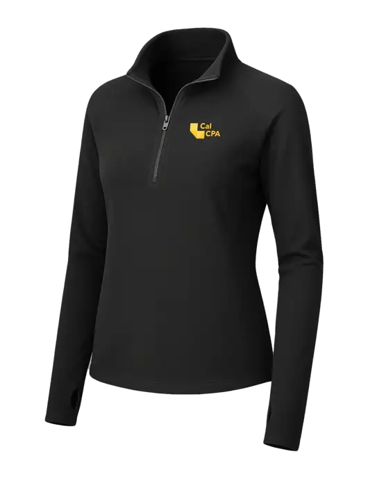 Womens Black Microfleece 1/2 Zip Pullover w/CalCPA Logo