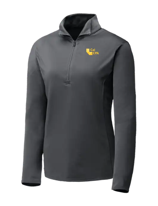 Dark Grey Womens Posicharge Competitor ¼ Zip Pullover w/CalCPA Logo