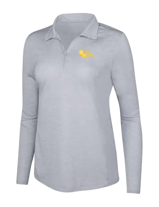 Light Grey Heather Womens Posicharge Tri-Blend Wicking 1/4 Zip Pullover w/CalCPA Logo