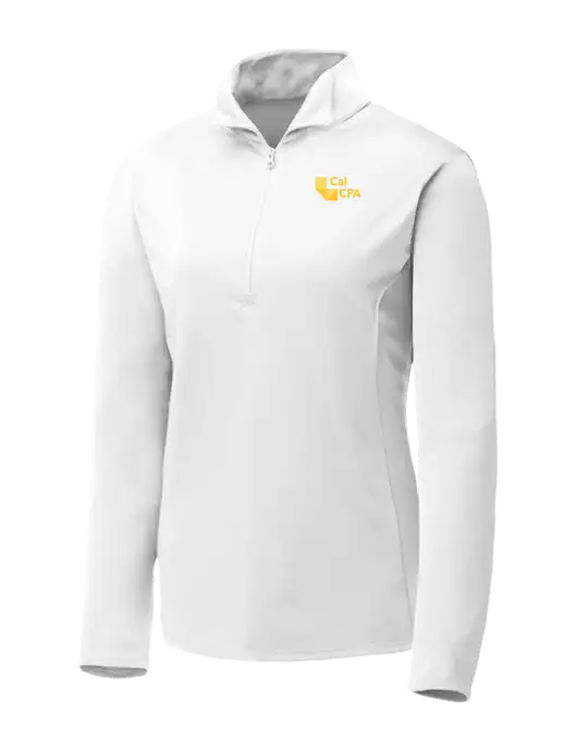 White Womens Posicharge Competitor ¼ Zip Pullover w/CalCPA Logo