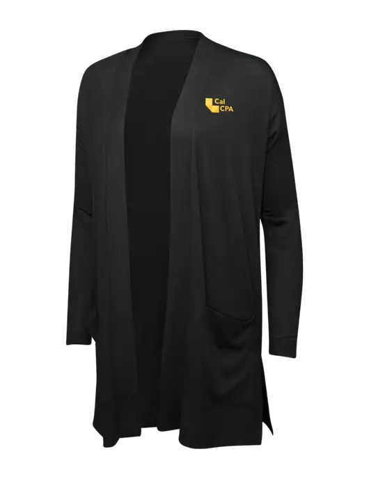 Black Womens Concept Long Pocket Cardigan w/CalCPA Logo