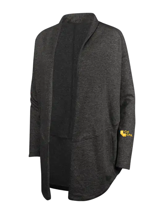 Charcoal Heather/ Medium Heather Grey Womens Interlock Cardigan w/CalCPA Logo