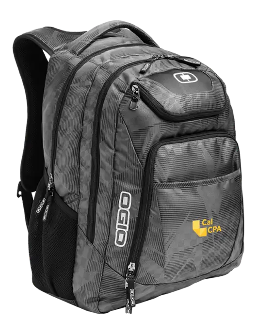 OGIO Race Day Silver Excelsior Laptop Backpack w/CalCPA Logo