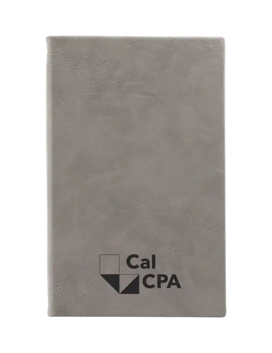 Grey Leatherette 5.25 x 8.25 Journal w/CalCPA Logo