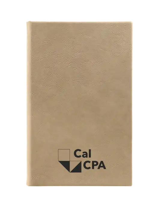 Tan Leatherette 5.25 x 8.25 Journal w/CalCPA Logo